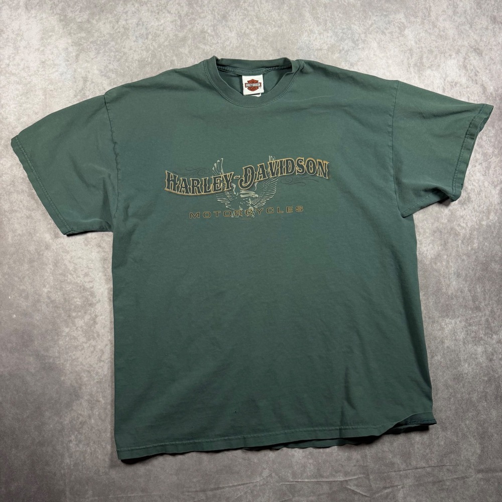 Vintage 90s Harley Davidson Las Cruces NM T Shirt Mens XL Green USA Made Biker